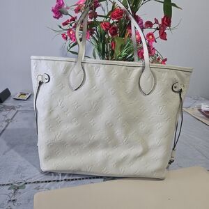 Louis Vuitton Cream Monogram Embossed Leather Tote